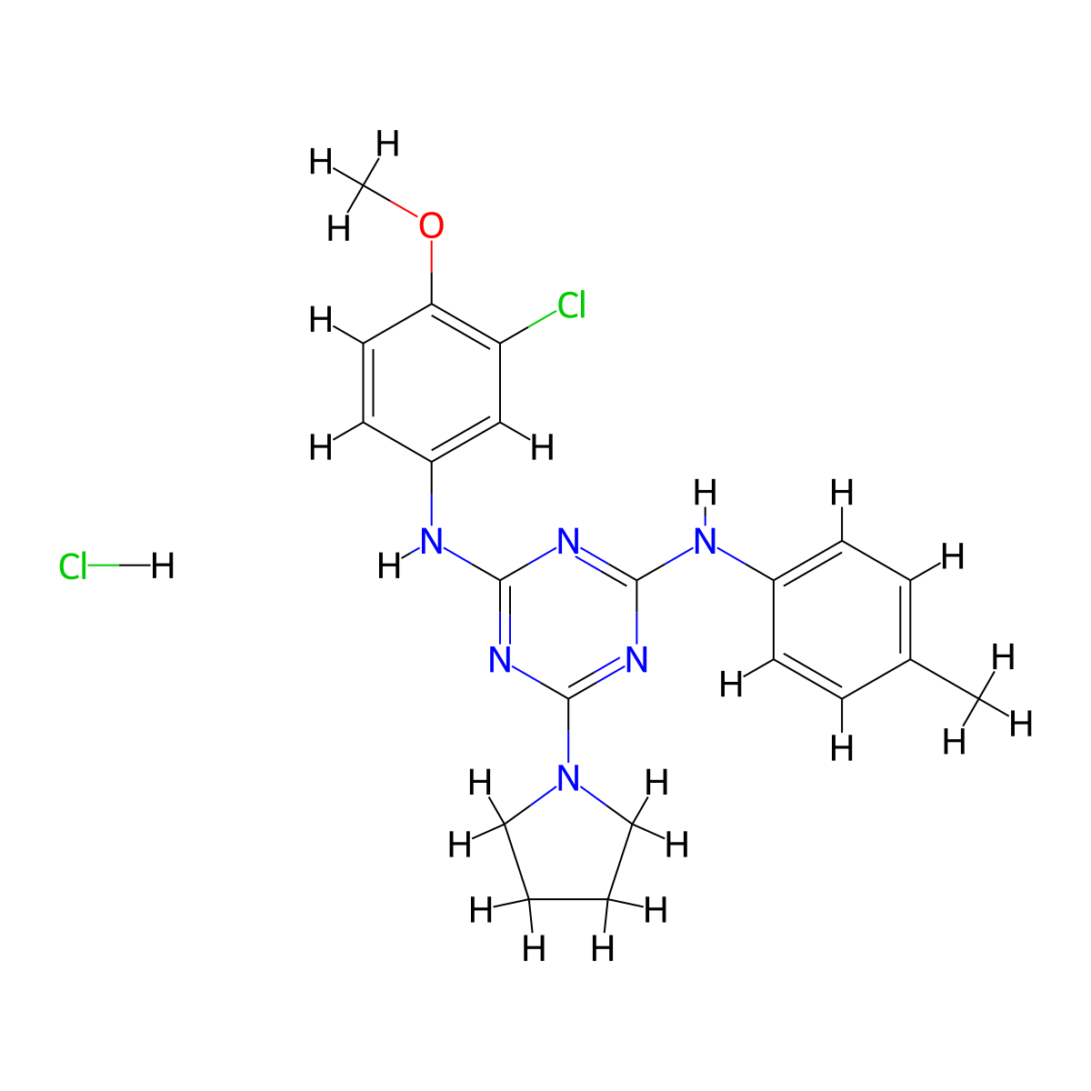 N2-(3-chloro-4-methoxyphenyl)-6-(pyrrolidin-1-yl)-N4-(p-tolyl)-1,3,5-triazine-2,4-diamine hydrochloride molecular structure, CAS 1179470-03-1