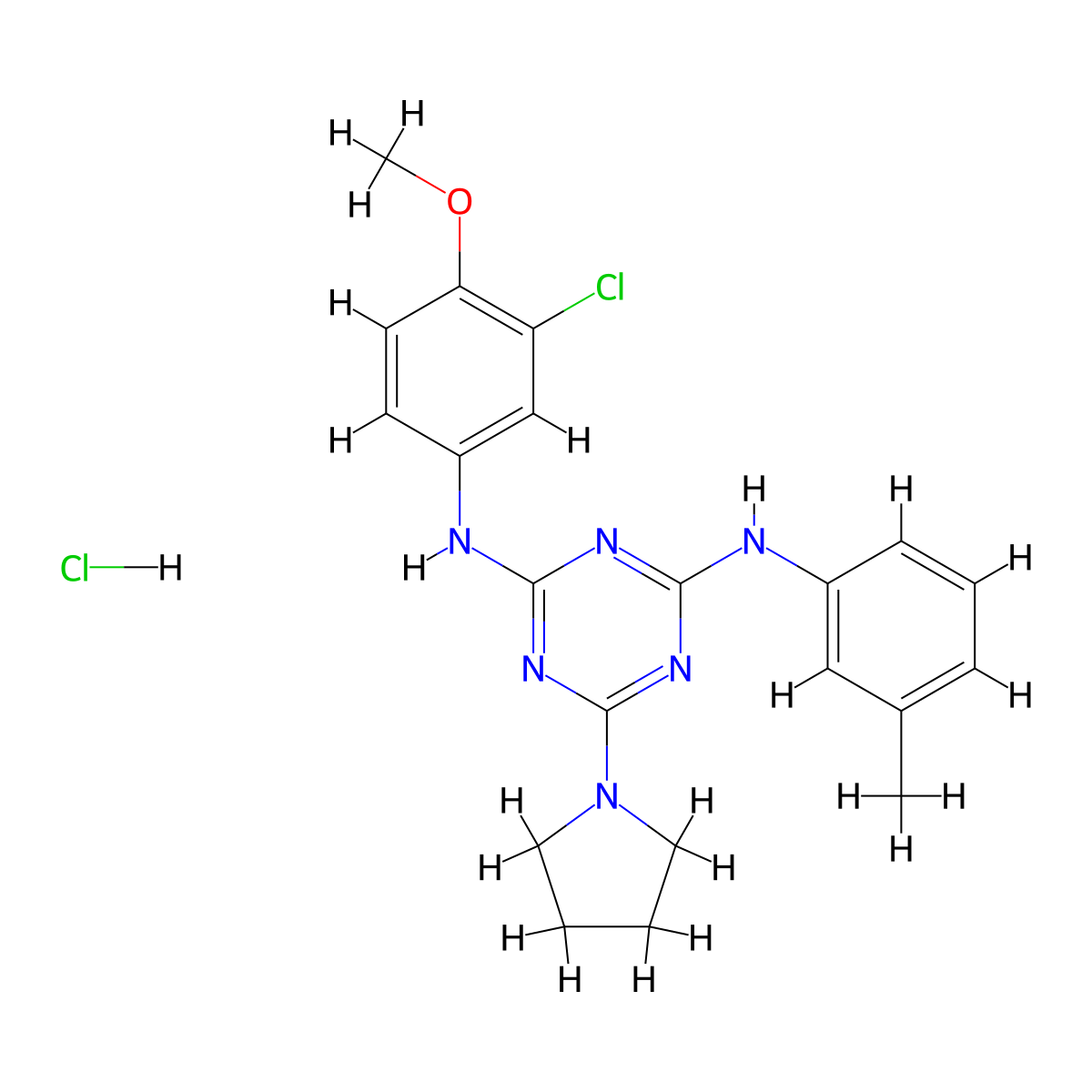 N2-(3-chloro-4-methoxyphenyl)-6-(pyrrolidin-1-yl)-N4-(m-tolyl)-1,3,5-triazine-2,4-diamine hydrochloride molecular structure, CAS 1179470-36-0