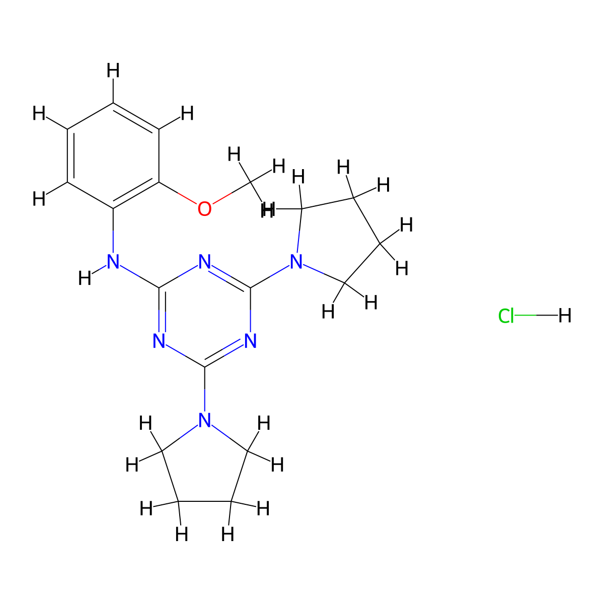 N-(2-methoxyphenyl)-4,6-di(pyrrolidin-1-yl)-1,3,5-triazin-2-amine hydrochloride molecular structure, CAS 1179470-37-1
