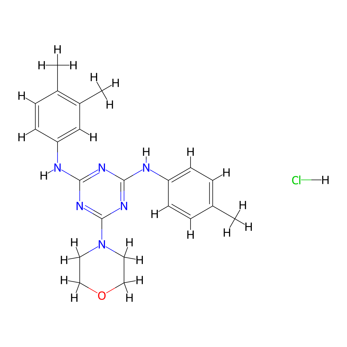 N2-(3,4-dimethylphenyl)-6-morpholino-N4-(p-tolyl)-1,3,5-triazine-2,4-diamine hydrochloride molecular structure, CAS 1179470-75-7