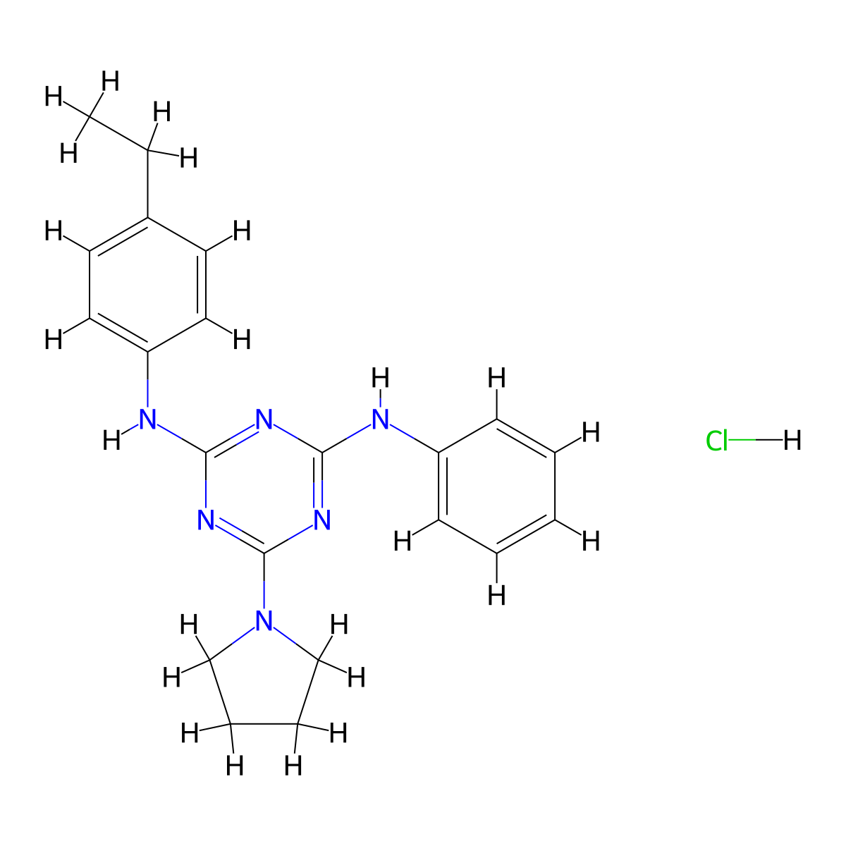 N2-(4-ethylphenyl)-N4-phenyl-6-(pyrrolidin-1-yl)-1,3,5-triazine-2,4-diamine hydrochloride molecular structure, CAS 1179471-99-8