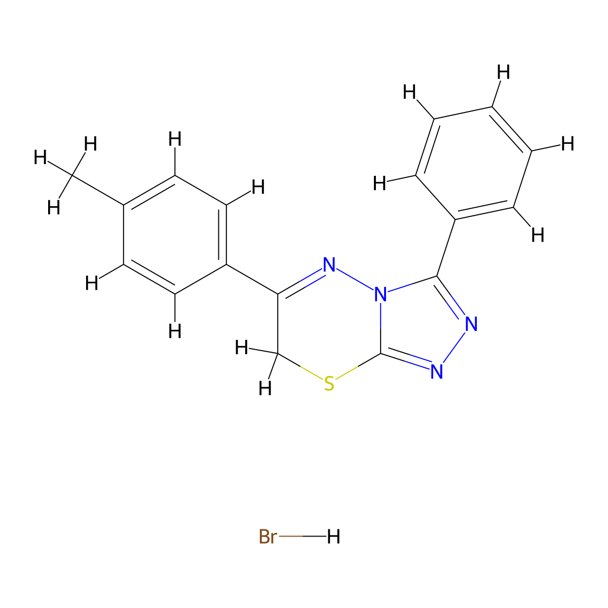 3-phenyl-6-(p-tolyl)-7H-[1,2,4]triazolo[3,4-b][1,3,4]thiadiazine hydrobromide molecular structure, CAS 1179473-63-2