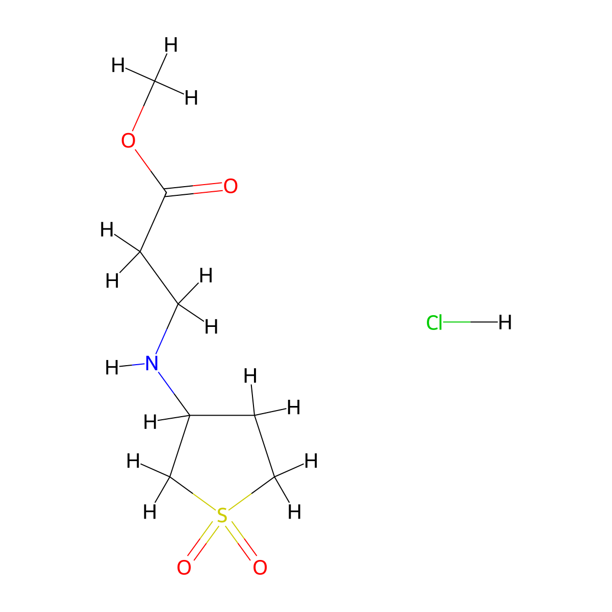 Methyl 3-((1,1-dioxidotetrahydrothiophen-3-yl)amino)propanoate hydrochloride molecular structure, CAS 1179474-10-2