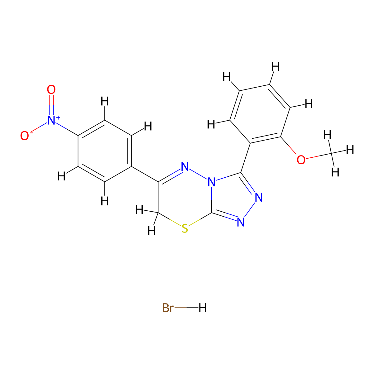 3-(2-methoxyphenyl)-6-(4-nitrophenyl)-7H-[1,2,4]triazolo[3,4-b][1,3,4]thiadiazine hydrobromide molecular structure, CAS 1179474-35-1