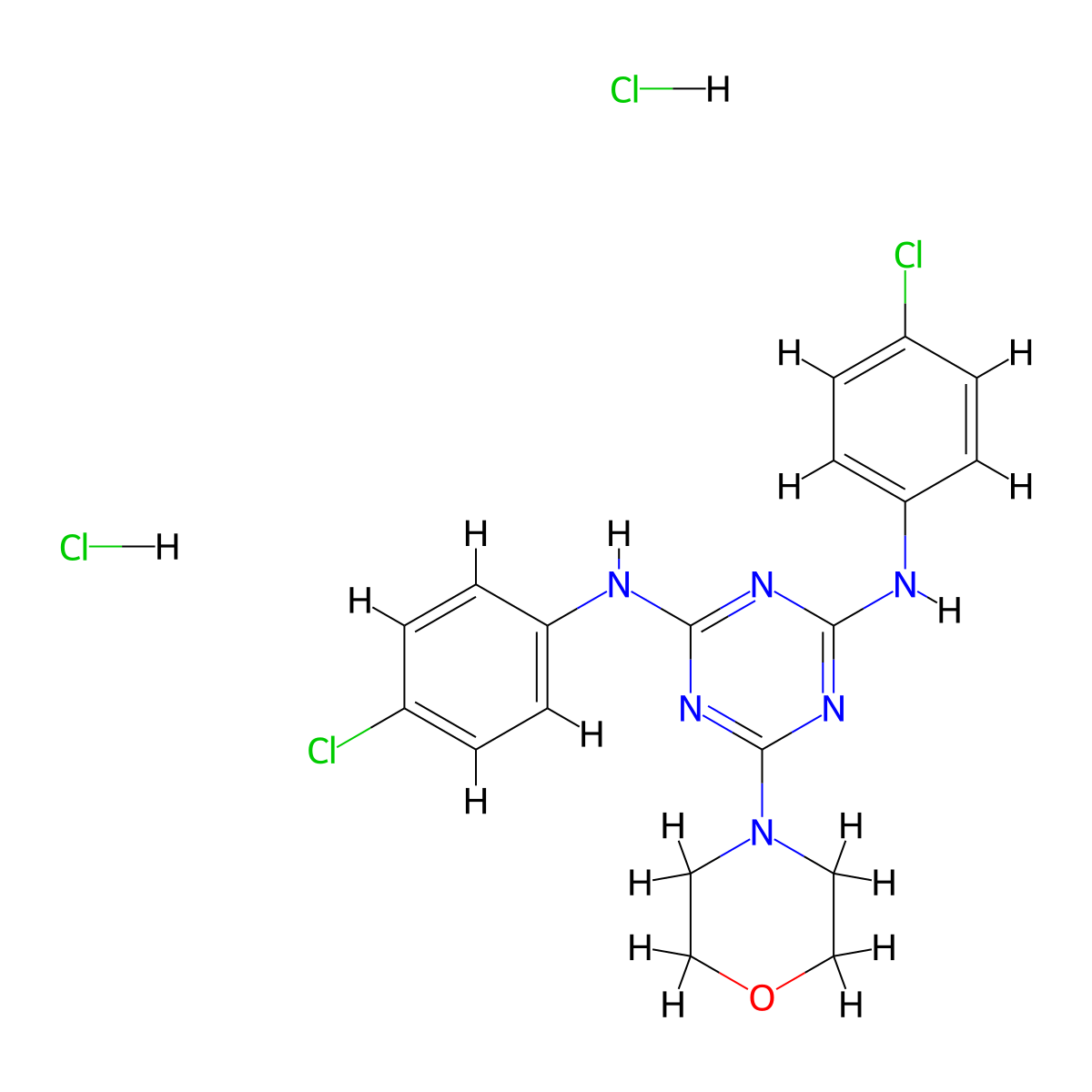 N2,N4-bis(4-chlorophenyl)-6-morpholino-1,3,5-triazine-2,4-diamine dihydrochloride molecular structure, CAS 1179475-75-2