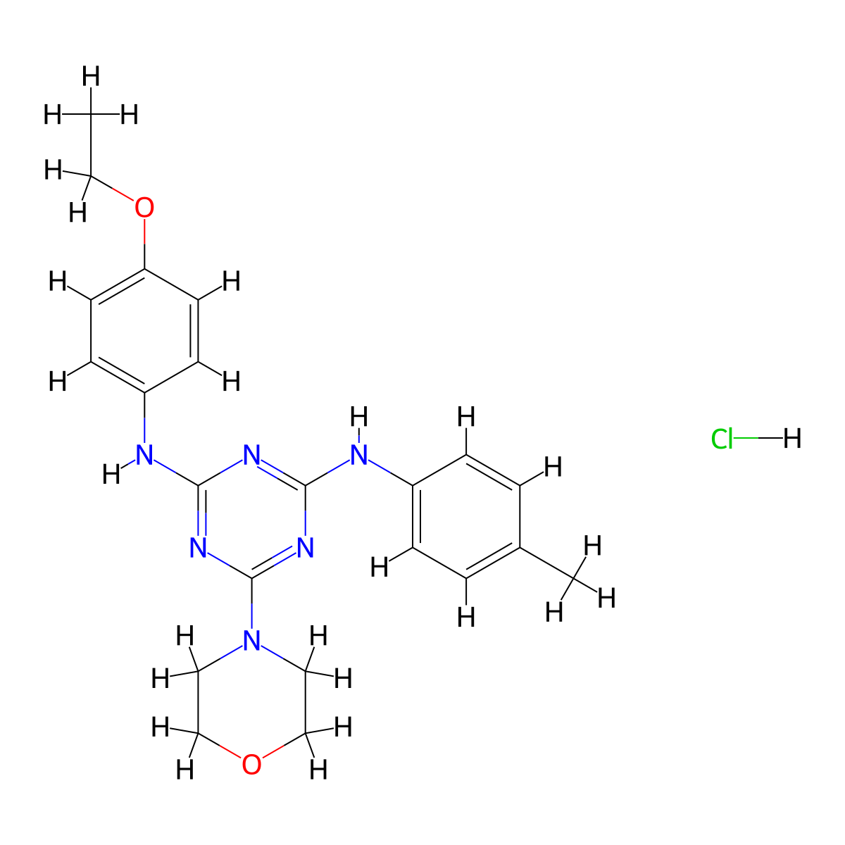N2-(4-ethoxyphenyl)-6-morpholino-N4-(p-tolyl)-1,3,5-triazine-2,4-diamine hydrochloride molecular structure, CAS 1179475-89-8