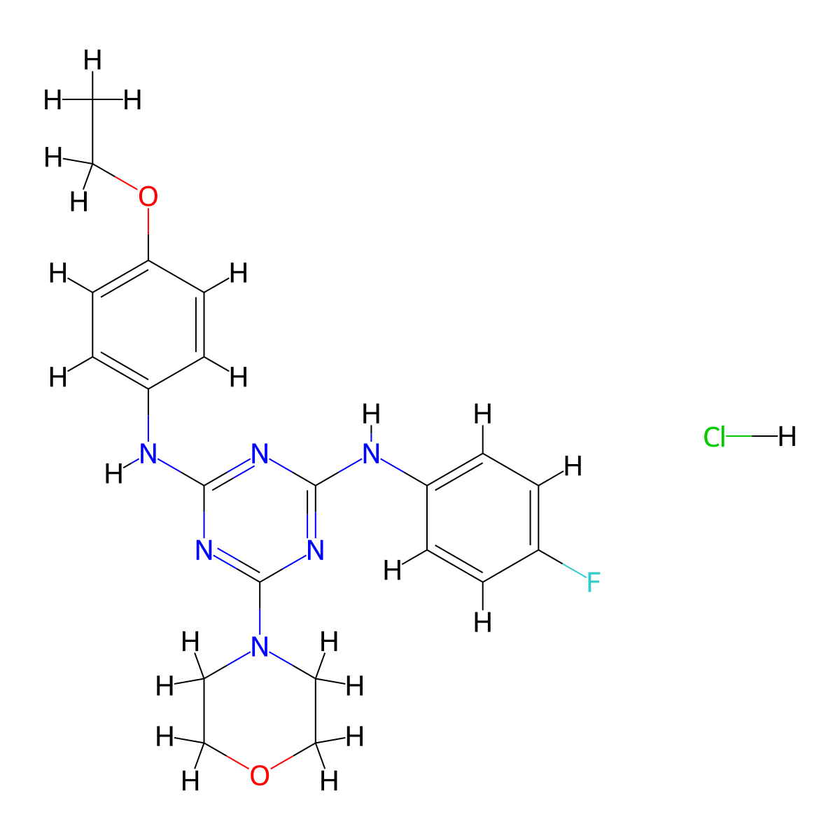 N2-(4-ethoxyphenyl)-N4-(4-fluorophenyl)-6-morpholino-1,3,5-triazine-2,4-diamine hydrochloride molecular structure, CAS 1179477-32-7