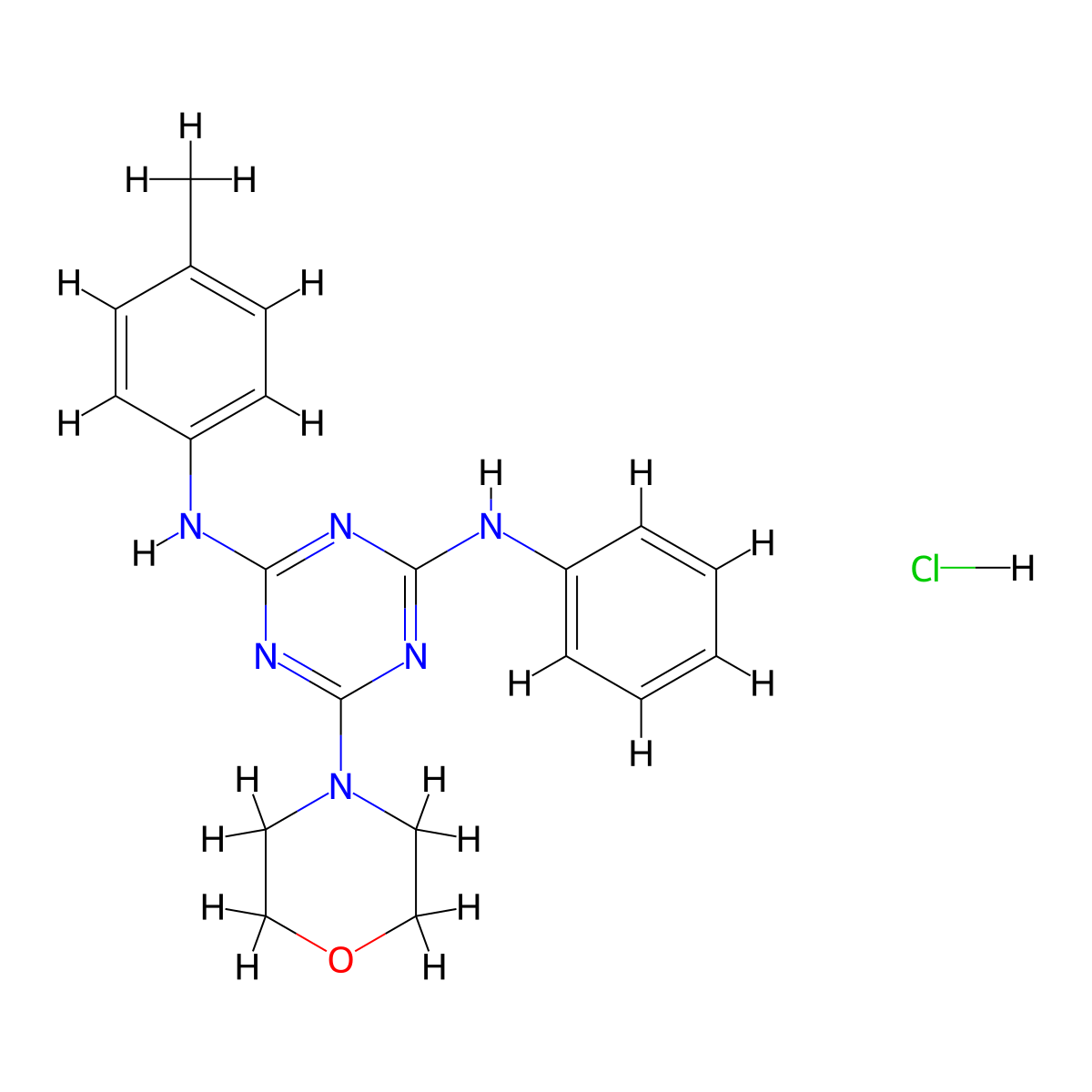 6-morpholino-N2-phenyl-N4-(p-tolyl)-1,3,5-triazine-2,4-diamine hydrochloride molecular structure, CAS 1179479-42-5