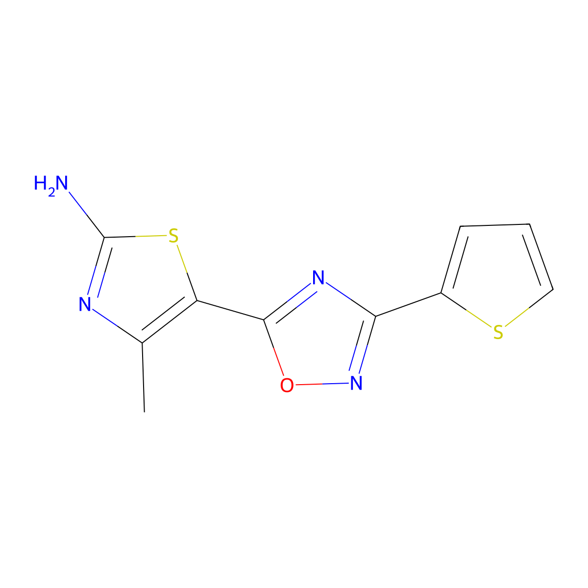 4-Methyl-5-[3-(thiophen-2-yl)-1,2,4-oxadiazol-5-yl]-1,3-thiazol-2-amine molecular structure, CAS 1179479-91-4