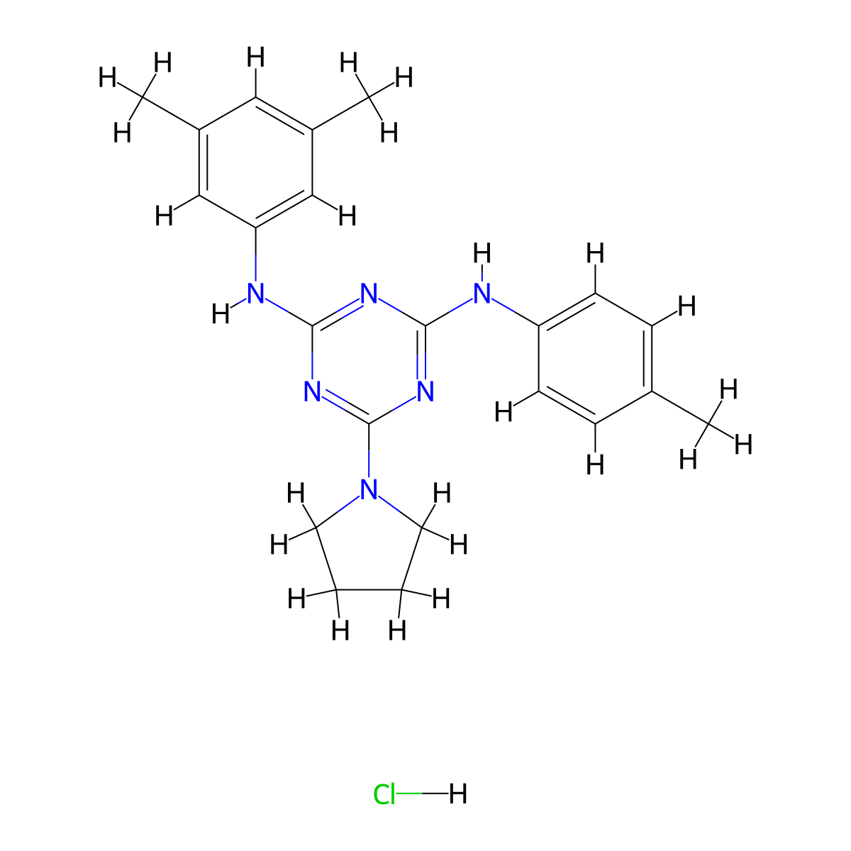 N2-(3,5-dimethylphenyl)-6-(pyrrolidin-1-yl)-N4-(p-tolyl)-1,3,5-triazine-2,4-diamine hydrochloride molecular structure, CAS 1179480-09-1