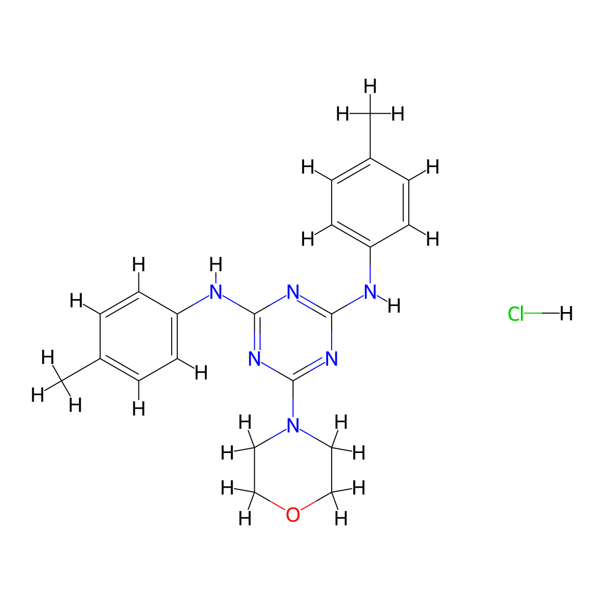 6-morpholino-N2,N4-di-p-tolyl-1,3,5-triazine-2,4-diamine hydrochloride molecular structure, CAS 1179480-59-1