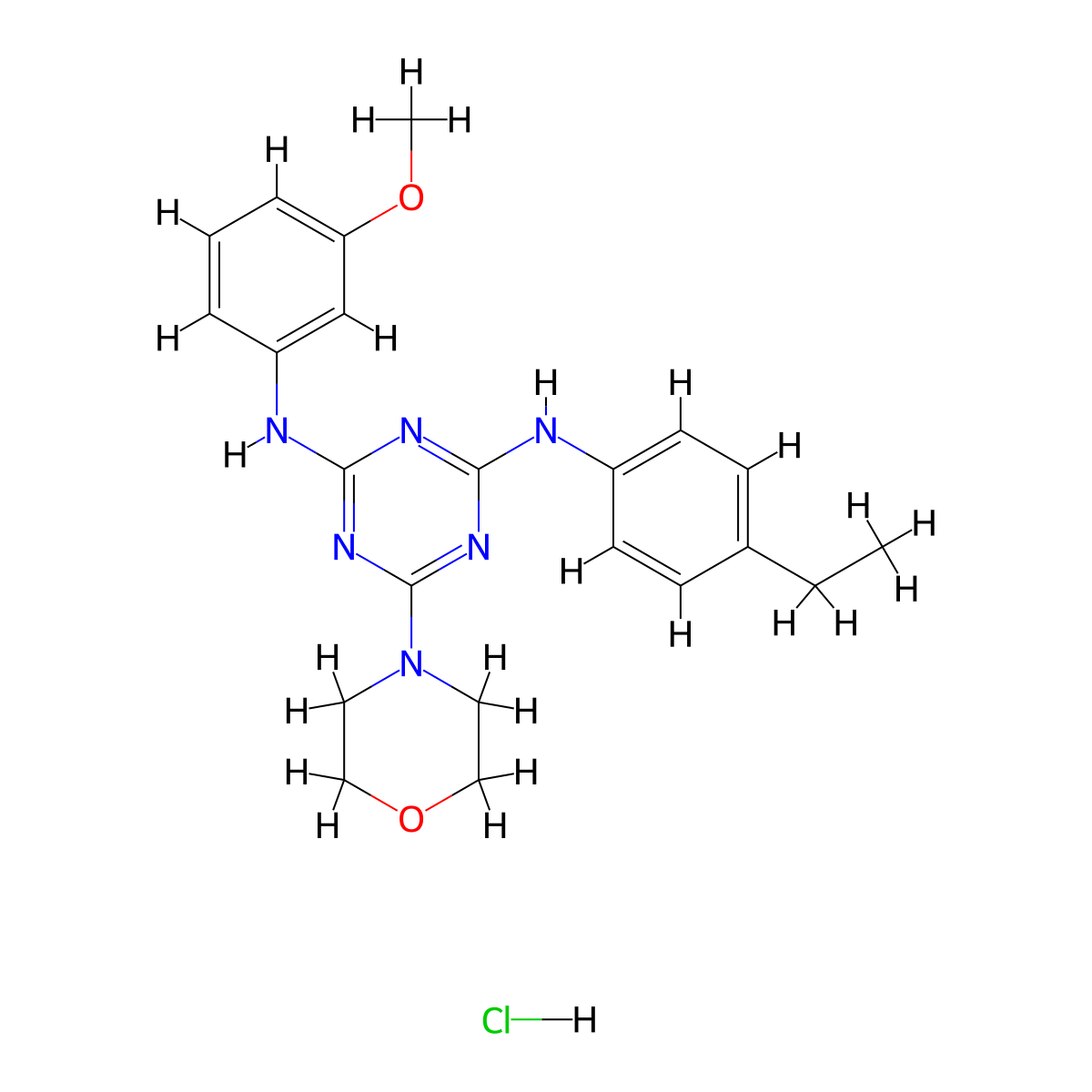 N2-(4-ethylphenyl)-N4-(3-methoxyphenyl)-6-morpholino-1,3,5-triazine-2,4-diamine hydrochloride molecular structure, CAS 1179480-98-8