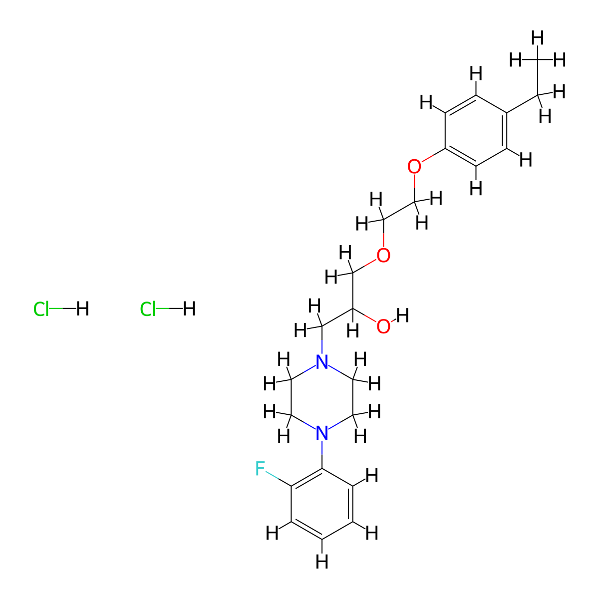 1-(2-(4-Ethylphenoxy)ethoxy)-3-(4-(2-fluorophenyl)piperazin-1-yl)propan-2-ol dihydrochloride molecular structure, CAS 1179481-21-0