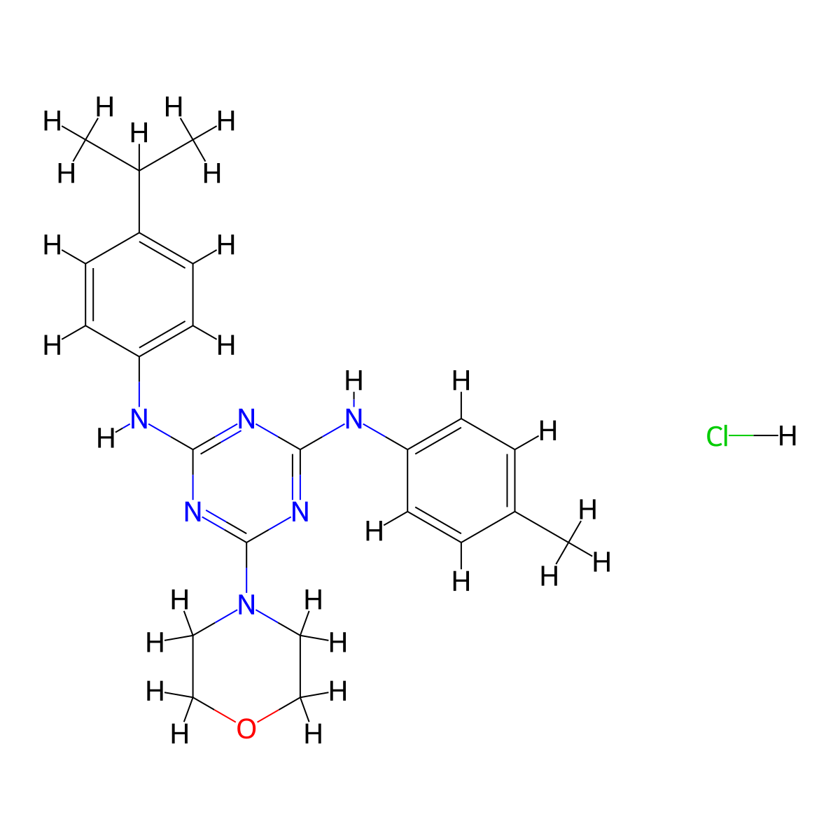N2-(4-isopropylphenyl)-6-morpholino-N4-(p-tolyl)-1,3,5-triazine-2,4-diamine hydrochloride molecular structure, CAS 1179481-37-8