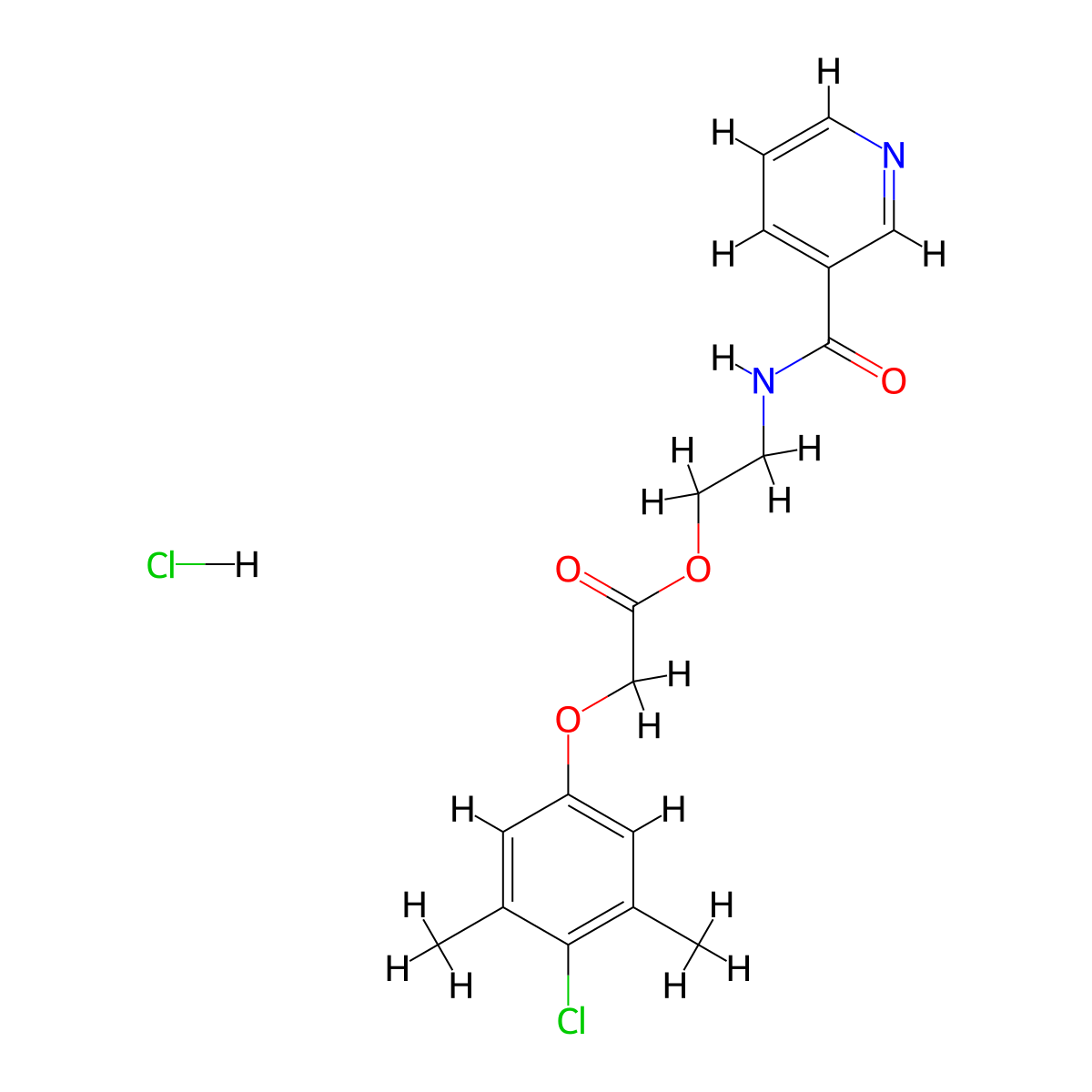 2-(Nicotinamido)ethyl 2-(4-chloro-3,5-dimethylphenoxy)acetate hydrochloride molecular structure, CAS 1179481-40-3