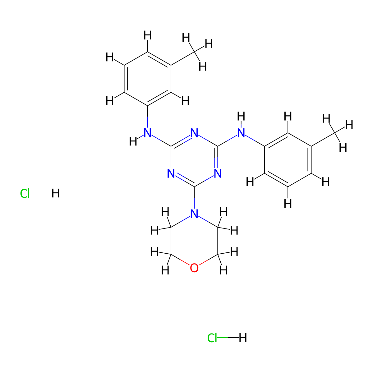 6-morpholino-N2,N4-di-m-tolyl-1,3,5-triazine-2,4-diamine dihydrochloride molecular structure, CAS 1179481-62-9