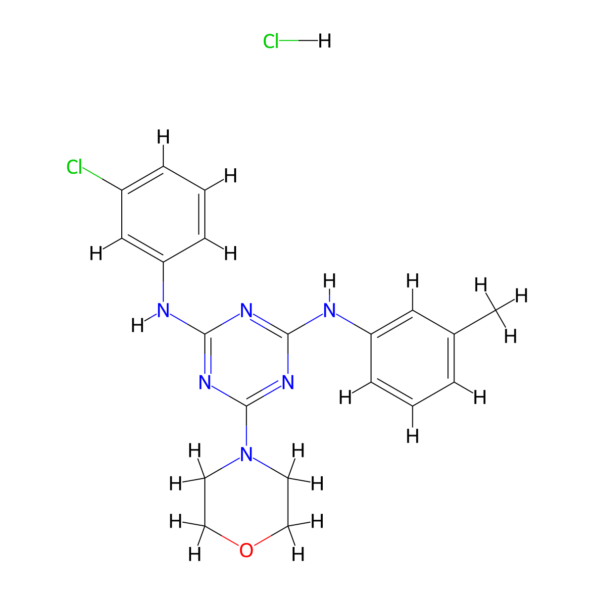 N2-(3-chlorophenyl)-6-morpholino-N4-(m-tolyl)-1,3,5-triazine-2,4-diamine hydrochloride molecular structure, CAS 1179481-86-7