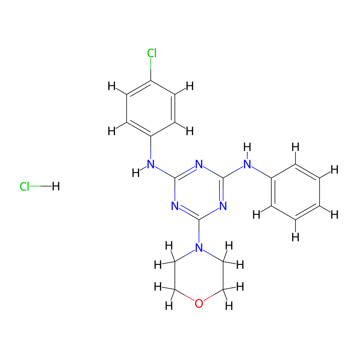 N2-(4-chlorophenyl)-6-morpholino-N4-phenyl-1,3,5-triazine-2,4-diamine hydrochloride molecular structure, CAS 1179481-97-0