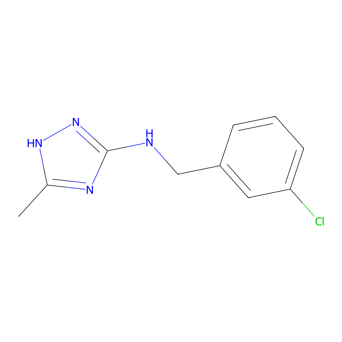 N-(3-chlorobenzyl)-3-methyl-1H-1,2,4-triazol-5-amine molecular structure, CAS 1179482-31-5