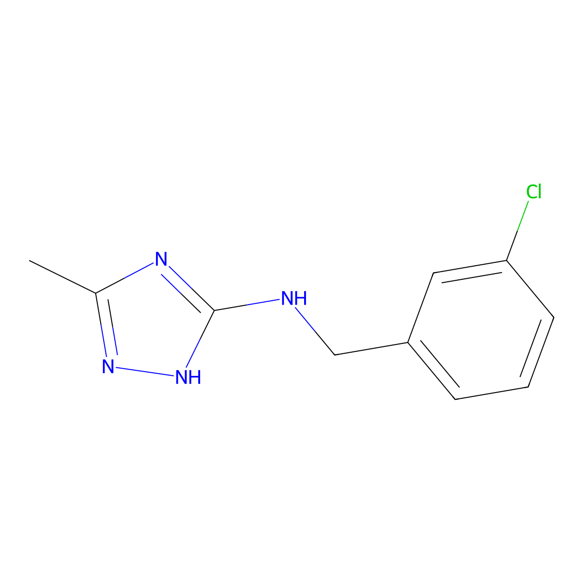 N-(3-chlorobenzyl)-3-methyl-1H-1,2,4-triazol-5-amine molecular structure, CAS 1179482-31-5