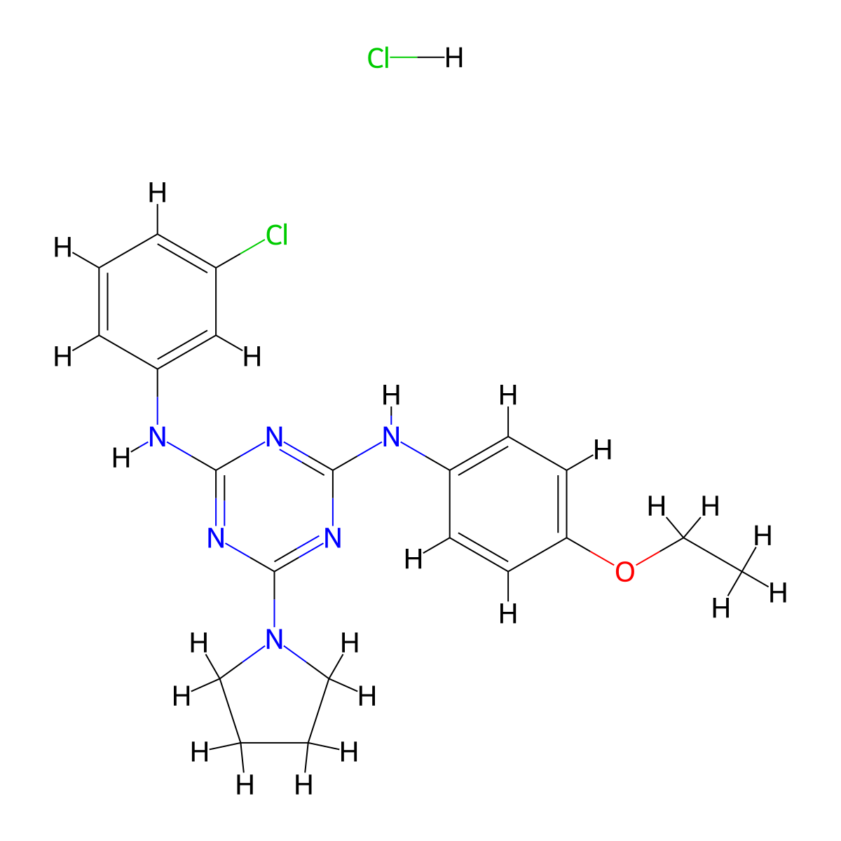N2-(3-chlorophenyl)-N4-(4-ethoxyphenyl)-6-(pyrrolidin-1-yl)-1,3,5-triazine-2,4-diamine hydrochloride molecular structure, CAS 1179483-93-2