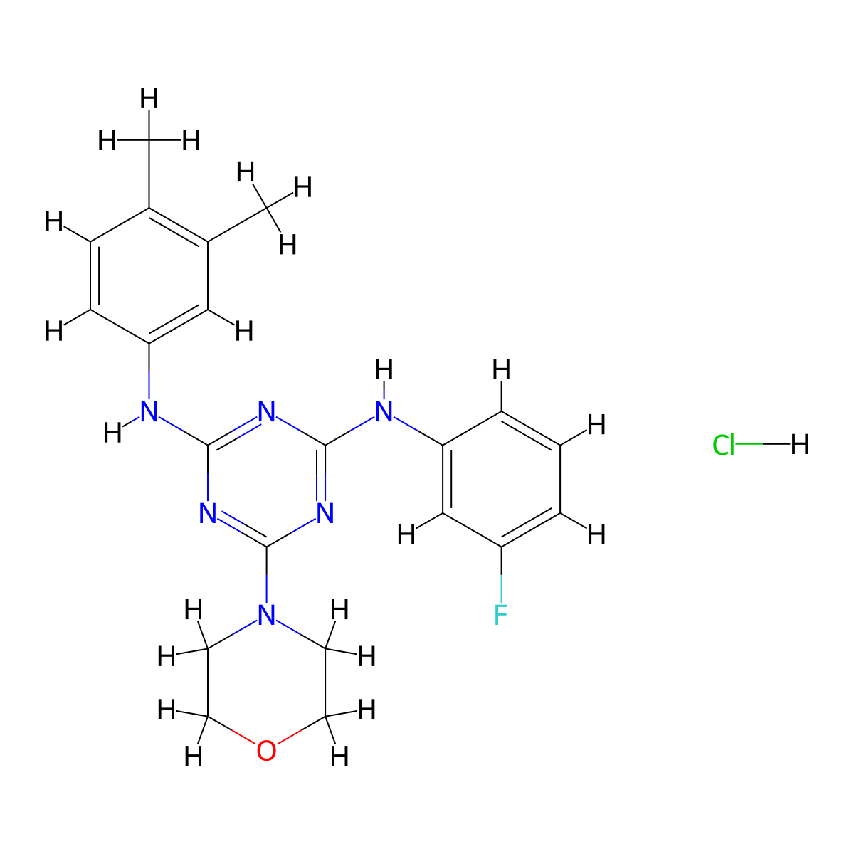 N2-(3,4-dimethylphenyl)-N4-(3-fluorophenyl)-6-morpholino-1,3,5-triazine-2,4-diamine hydrochloride molecular structure, CAS 1179484-65-1