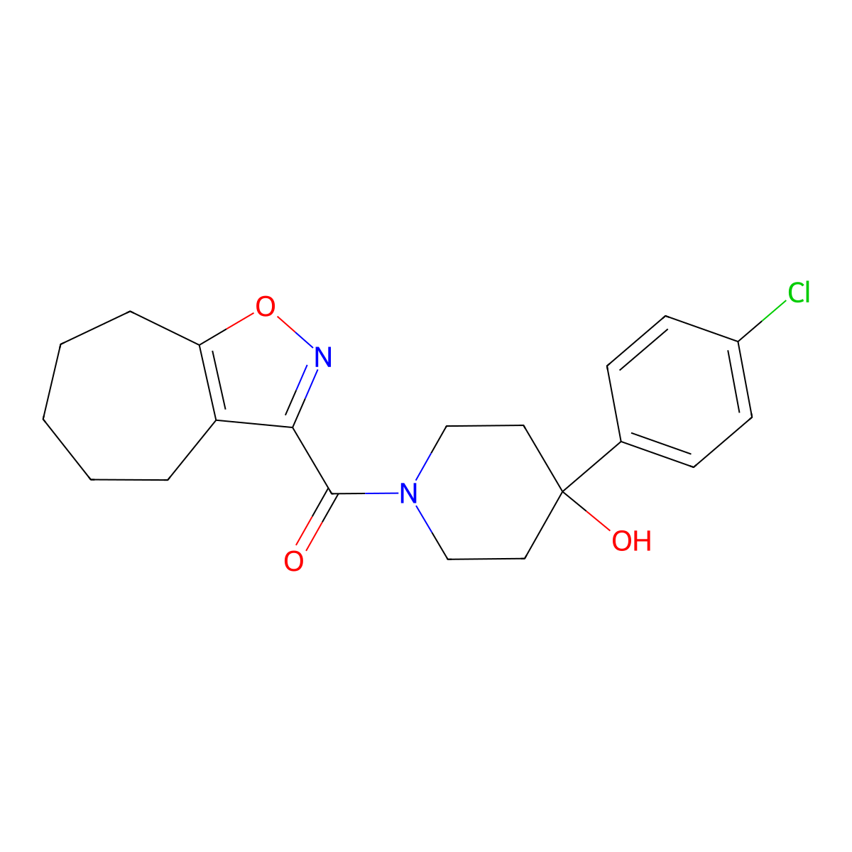 4-(4-chlorophenyl)-1-(5,6,7,8-tetrahydro-4H-cyclohepta[d]isoxazol-3-ylcarbonyl)-4-piperidinol molecular structure, CAS 1179485-09-6