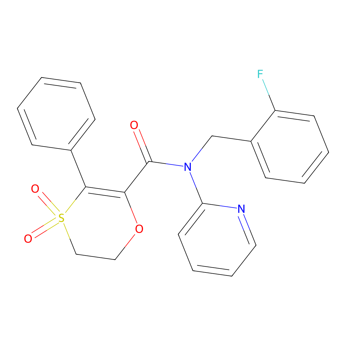 N-(2-fluorobenzyl)-3-phenyl-N-(pyridin-2-yl)-5,6-dihydro-1,4-oxathiine-2-carboxamide 4,4-dioxide molecular structure, CAS 1179485-28-9