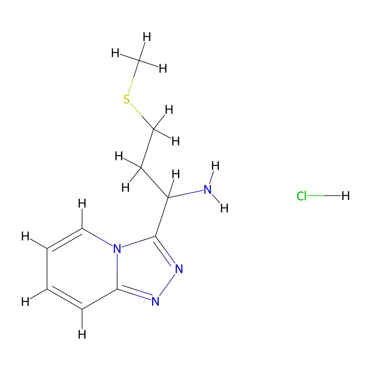 1-([1,2,4]Triazolo[4,3-a]pyridin-3-yl)-3-(methylthio)propan-1-amine hydrochloride molecular structure, CAS 1179486-24-8