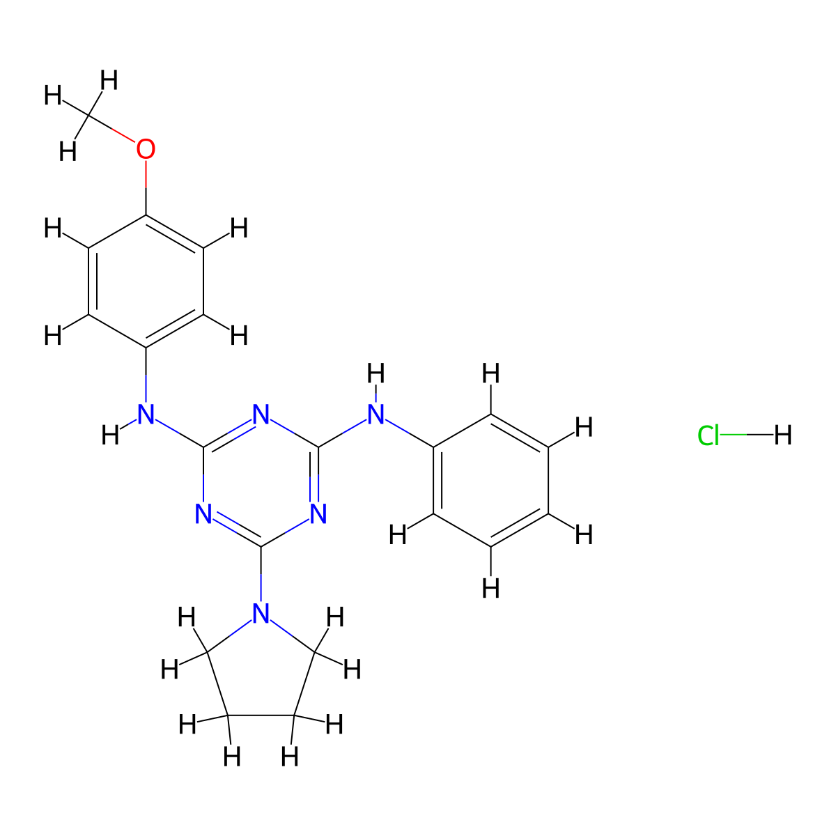 N2-(4-methoxyphenyl)-N4-phenyl-6-(pyrrolidin-1-yl)-1,3,5-triazine-2,4-diamine hydrochloride molecular structure, CAS 1179486-33-9