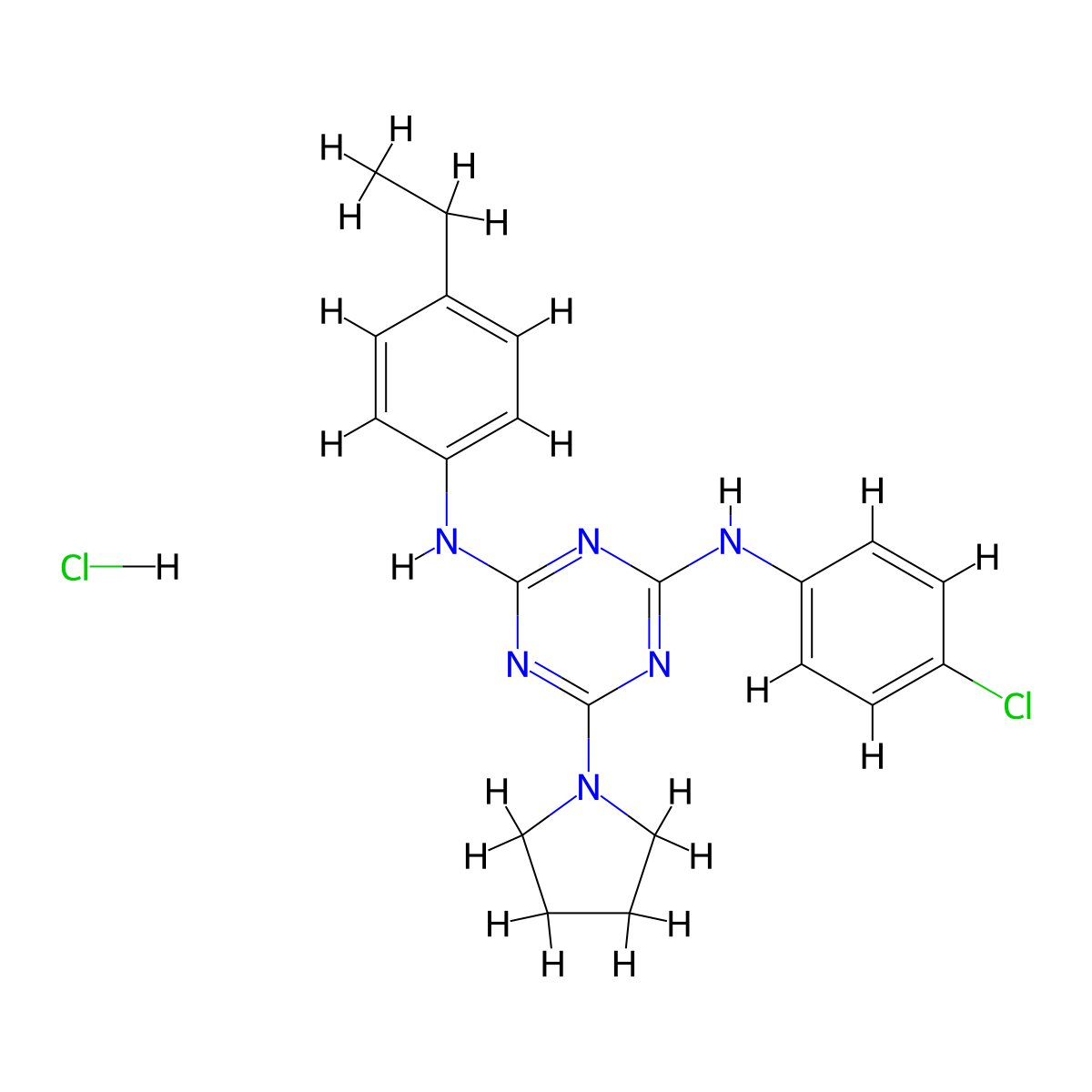 N2-(4-chlorophenyl)-N4-(4-ethylphenyl)-6-(pyrrolidin-1-yl)-1,3,5-triazine-2,4-diamine hydrochloride molecular structure, CAS 1179487-68-3