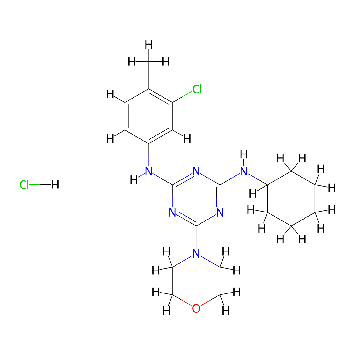N2-(3-chloro-4-methylphenyl)-N4-cyclohexyl-6-morpholino-1,3,5-triazine-2,4-diamine hydrochloride molecular structure, CAS 1179487-70-7