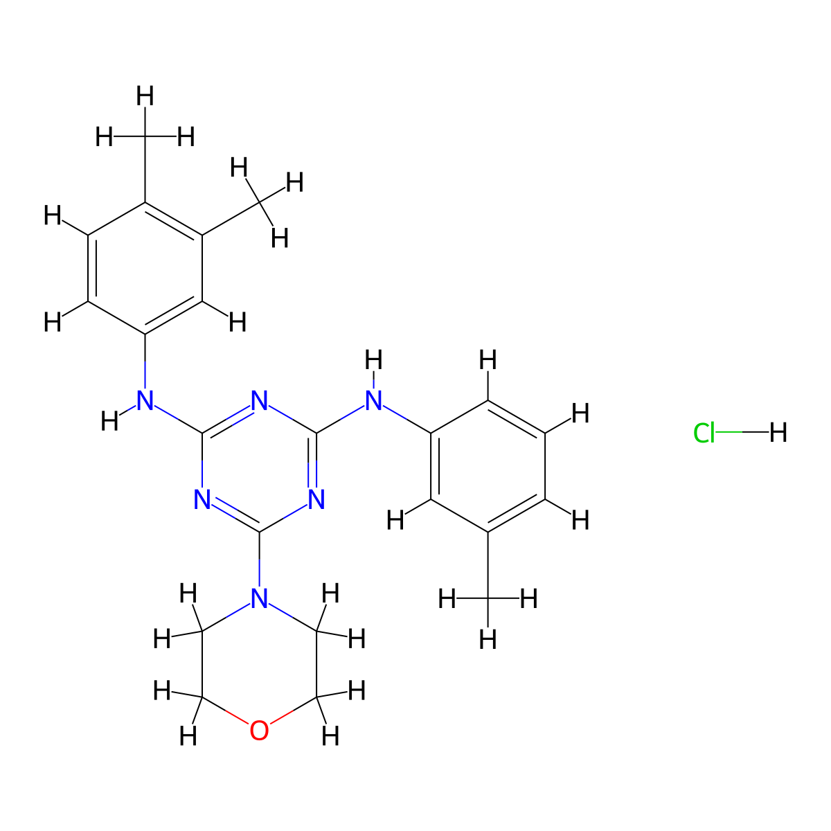 N2-(3,4-dimethylphenyl)-6-morpholino-N4-(m-tolyl)-1,3,5-triazine-2,4-diamine hydrochloride molecular structure, CAS 1179488-52-8