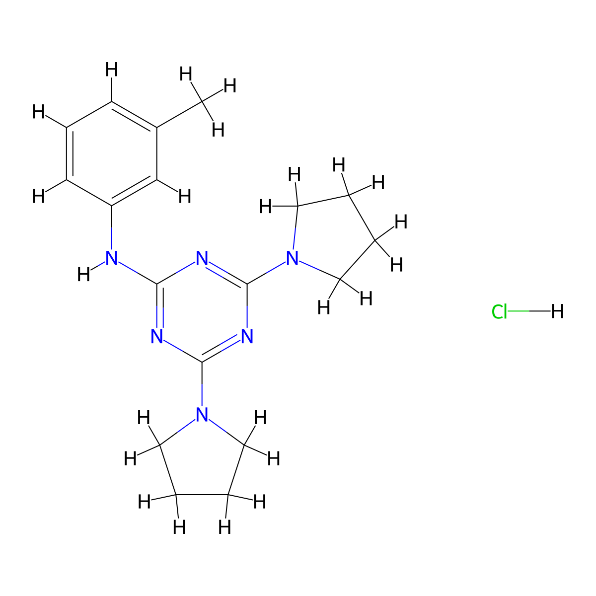 4,6-di(pyrrolidin-1-yl)-N-(m-tolyl)-1,3,5-triazin-2-amine hydrochloride molecular structure, CAS 1179489-34-9