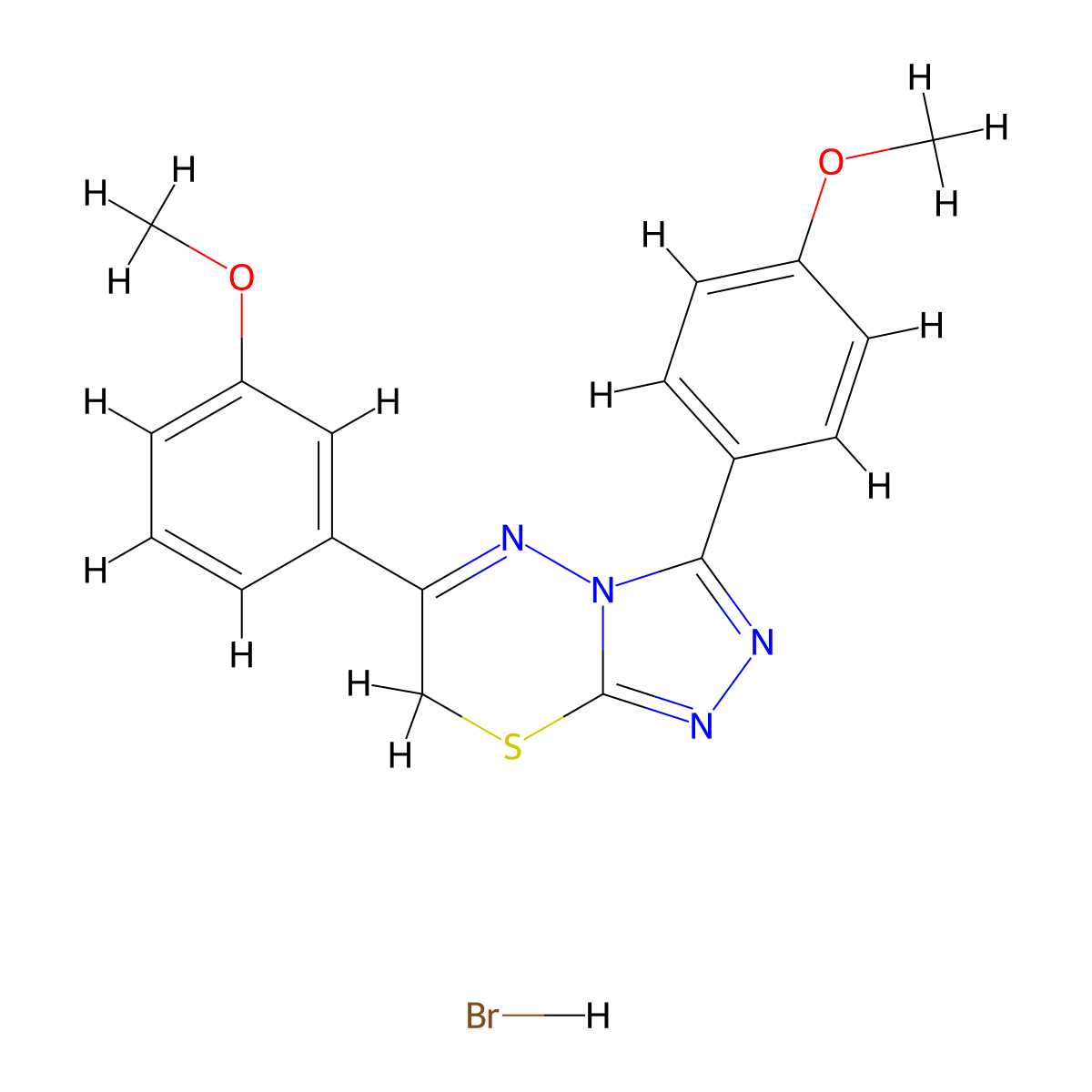 6-(3-methoxyphenyl)-3-(4-methoxyphenyl)-7H-[1,2,4]triazolo[3,4-b][1,3,4]thiadiazine hydrobromide molecular structure, CAS 1179489-92-9