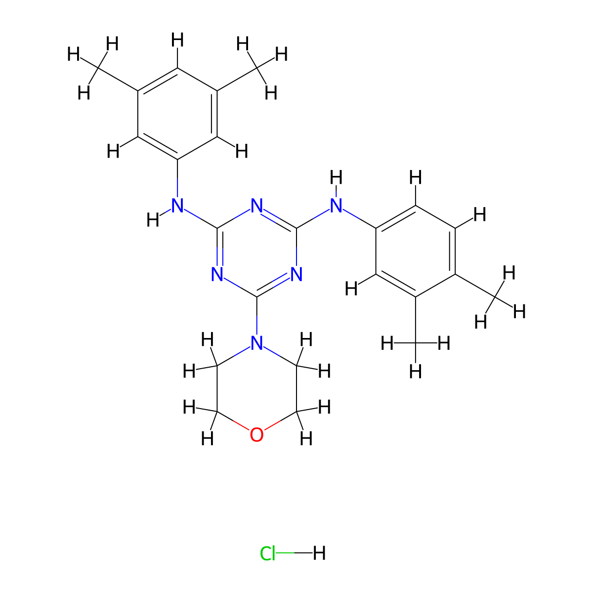 N2-(3,4-dimethylphenyl)-N4-(3,5-dimethylphenyl)-6-morpholino-1,3,5-triazine-2,4-diamine hydrochloride molecular structure, CAS 1179490-17-5