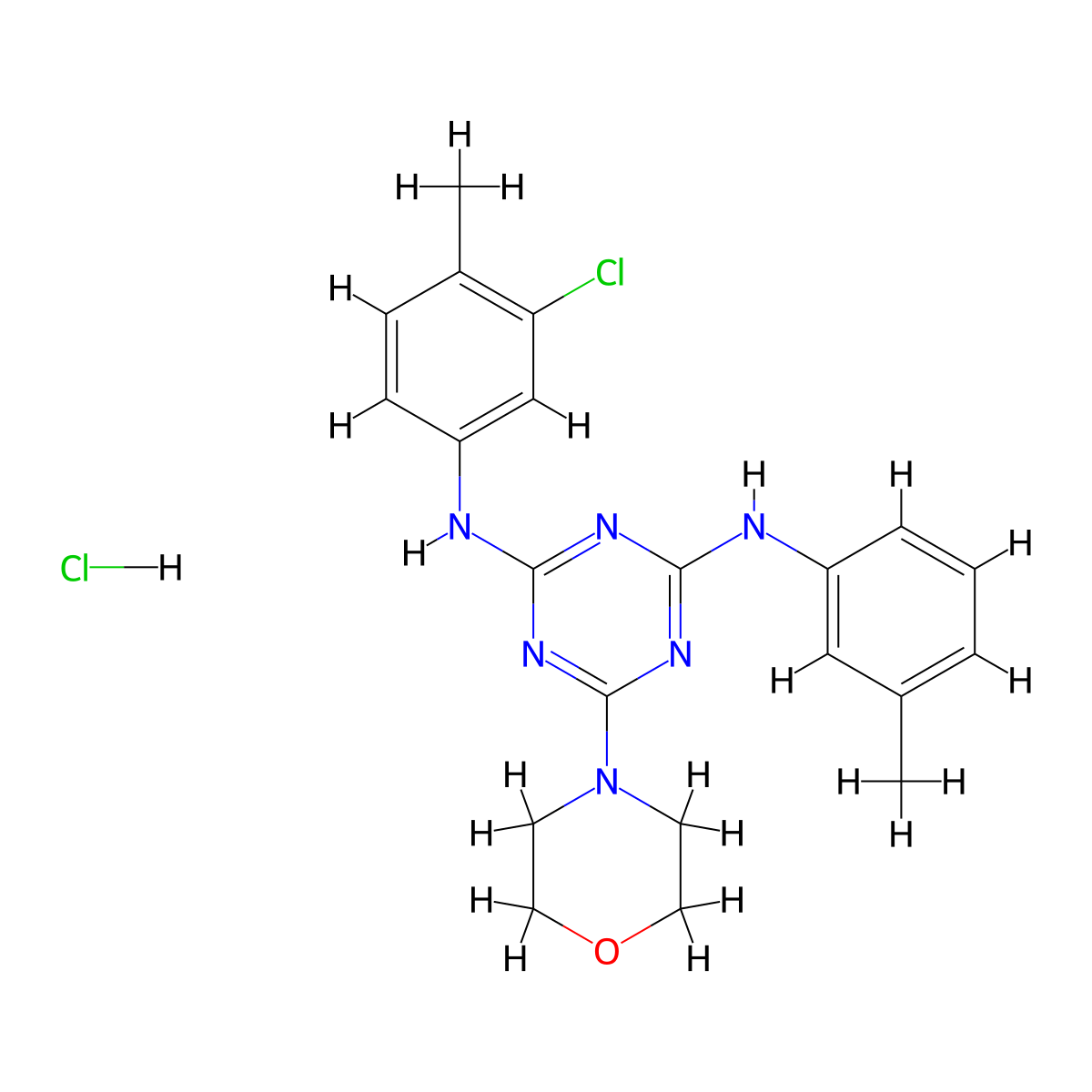 N2-(3-chloro-4-methylphenyl)-6-morpholino-N4-(m-tolyl)-1,3,5-triazine-2,4-diamine hydrochloride molecular structure, CAS 1179490-21-1