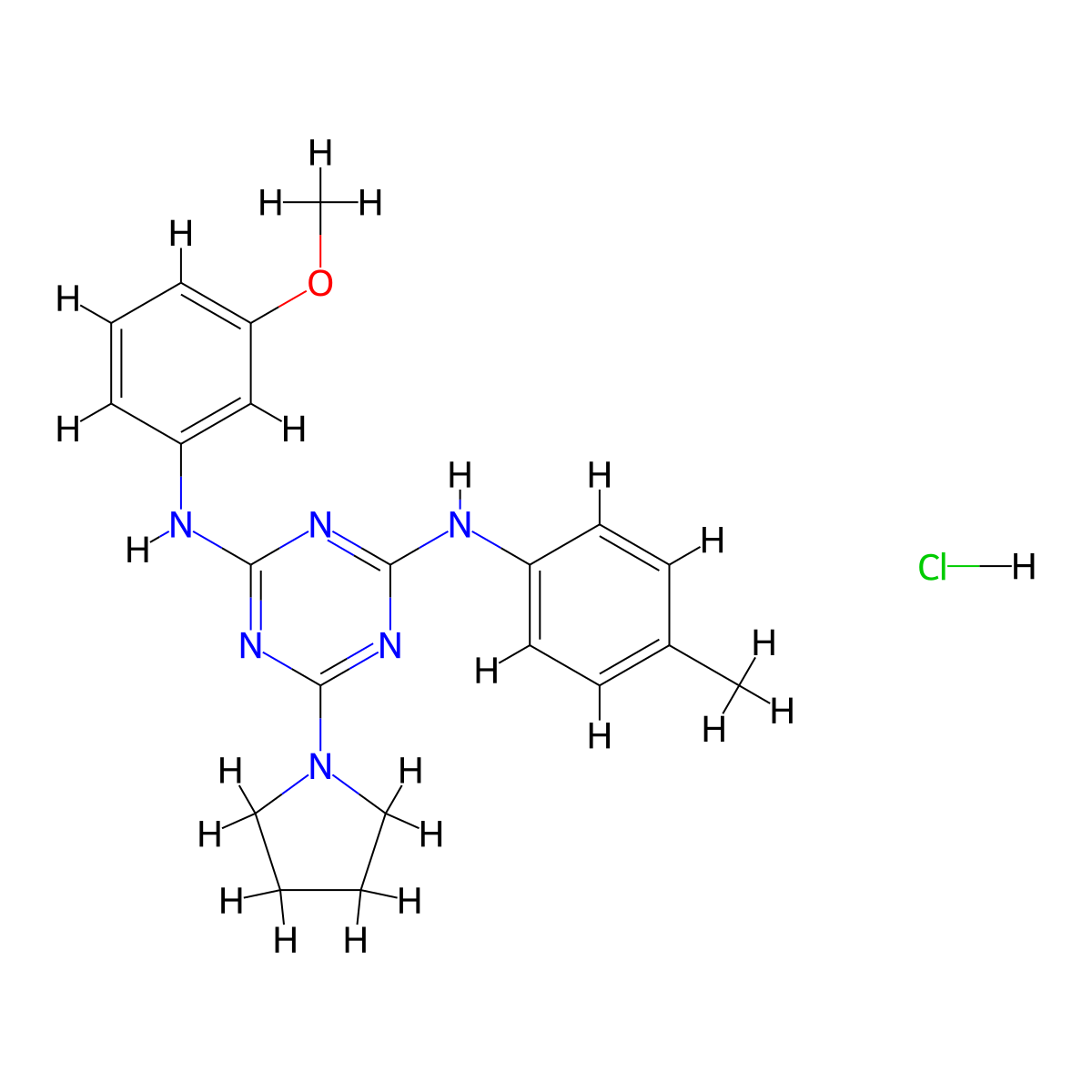 N2-(3-methoxyphenyl)-6-(pyrrolidin-1-yl)-N4-(p-tolyl)-1,3,5-triazine-2,4-diamine hydrochloride molecular structure, CAS 1179490-37-9