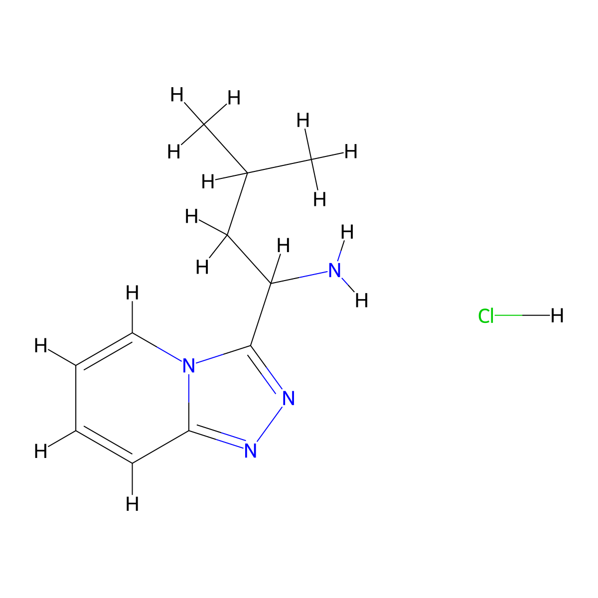 1-([1,2,4]Triazolo[4,3-a]pyridin-3-yl)-3-methylbutan-1-amine hydrochloride molecular structure, CAS 1179491-42-9