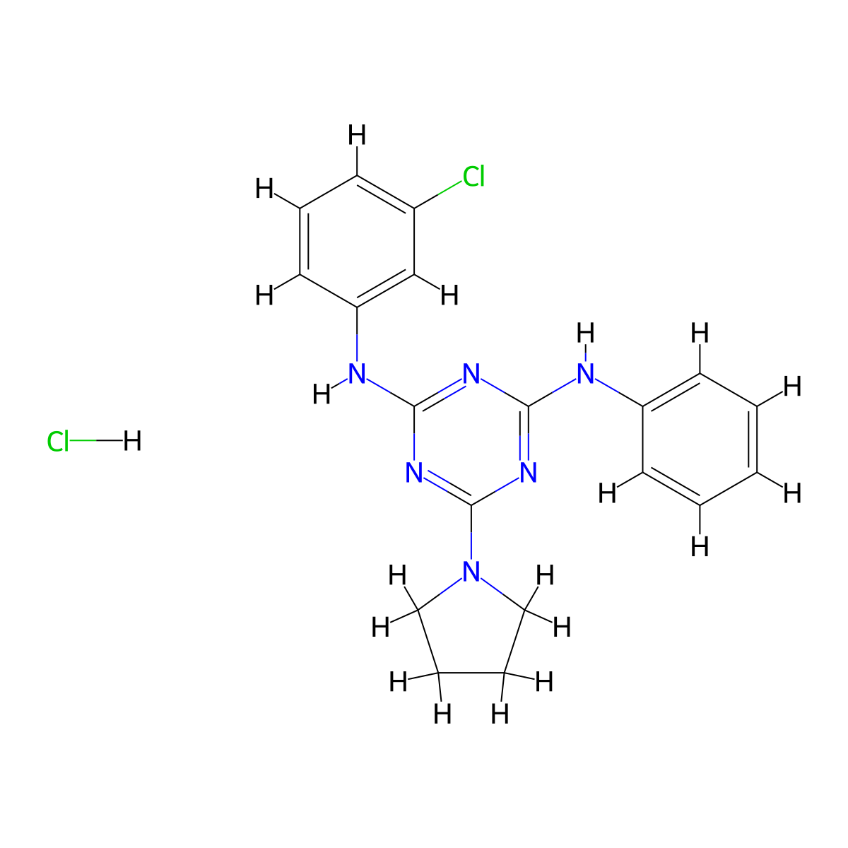 N2-(3-chlorophenyl)-N4-phenyl-6-(pyrrolidin-1-yl)-1,3,5-triazine-2,4-diamine hydrochloride molecular structure, CAS 1179494-28-0