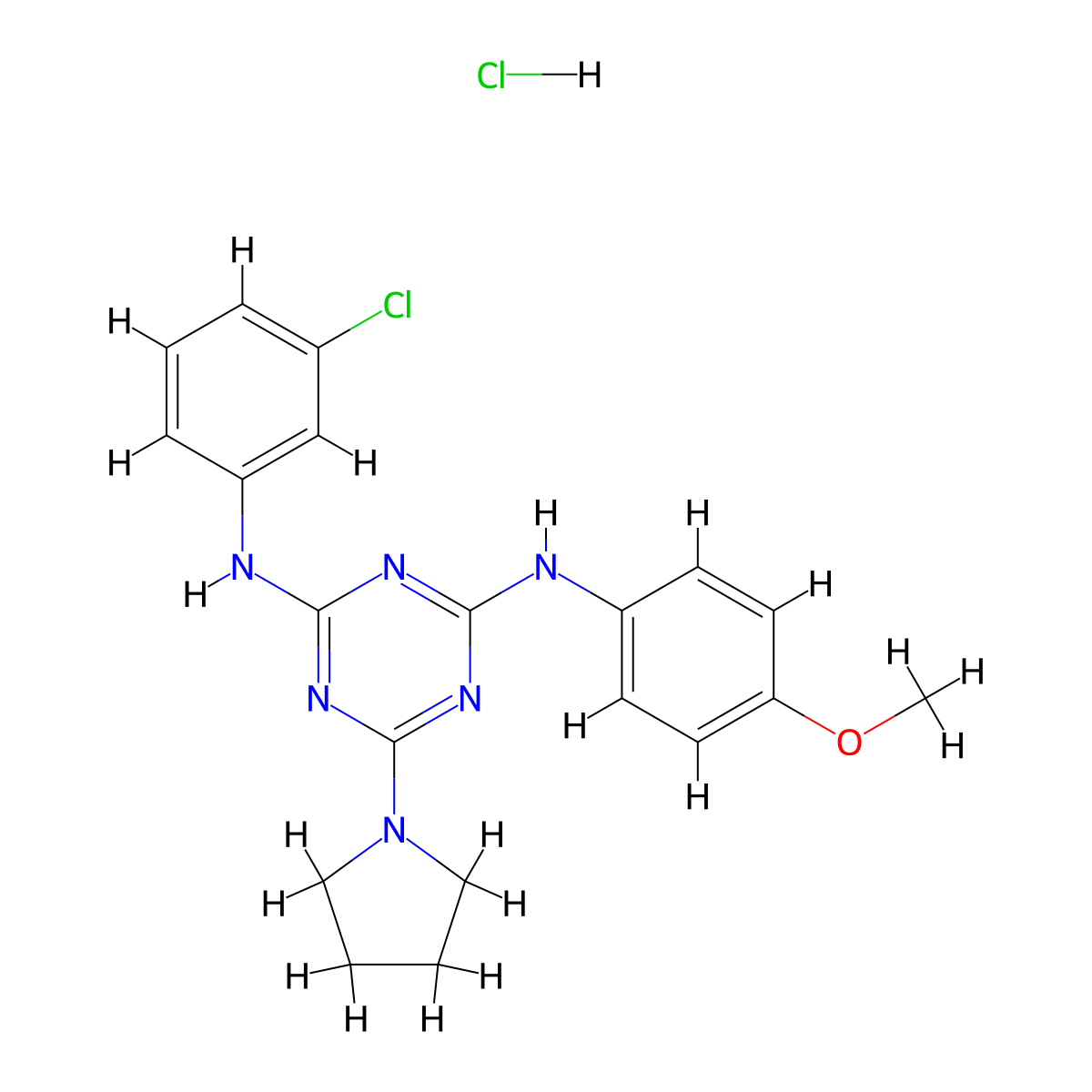 N2-(3-chlorophenyl)-N4-(4-methoxyphenyl)-6-(pyrrolidin-1-yl)-1,3,5-triazine-2,4-diamine hydrochloride molecular structure, CAS 1179494-53-1