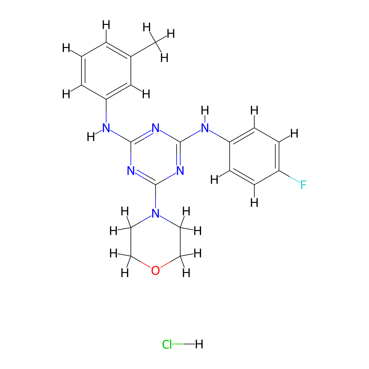 N2-(4-fluorophenyl)-6-morpholino-N4-(m-tolyl)-1,3,5-triazine-2,4-diamine hydrochloride molecular structure, CAS 1179495-32-9