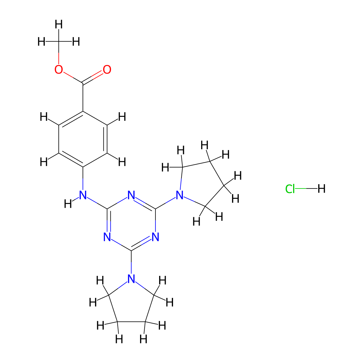 Methyl 4-((4,6-di(pyrrolidin-1-yl)-1,3,5-triazin-2-yl)amino)benzoate hydrochloride molecular structure, CAS 1179495-44-3