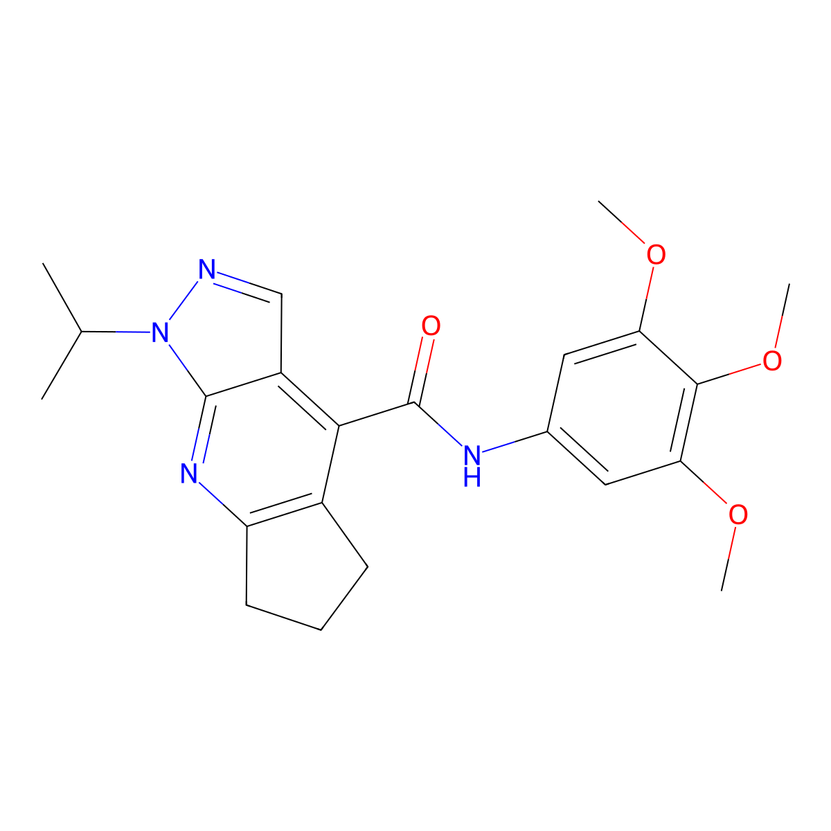 1-(propan-2-yl)-N-(3,4,5-trimethoxyphenyl)-1,5,6,7-tetrahydrocyclopenta[b]pyrazolo[4,3-e]pyridine-4-carboxamide molecular structure, CAS 1179496-00-4