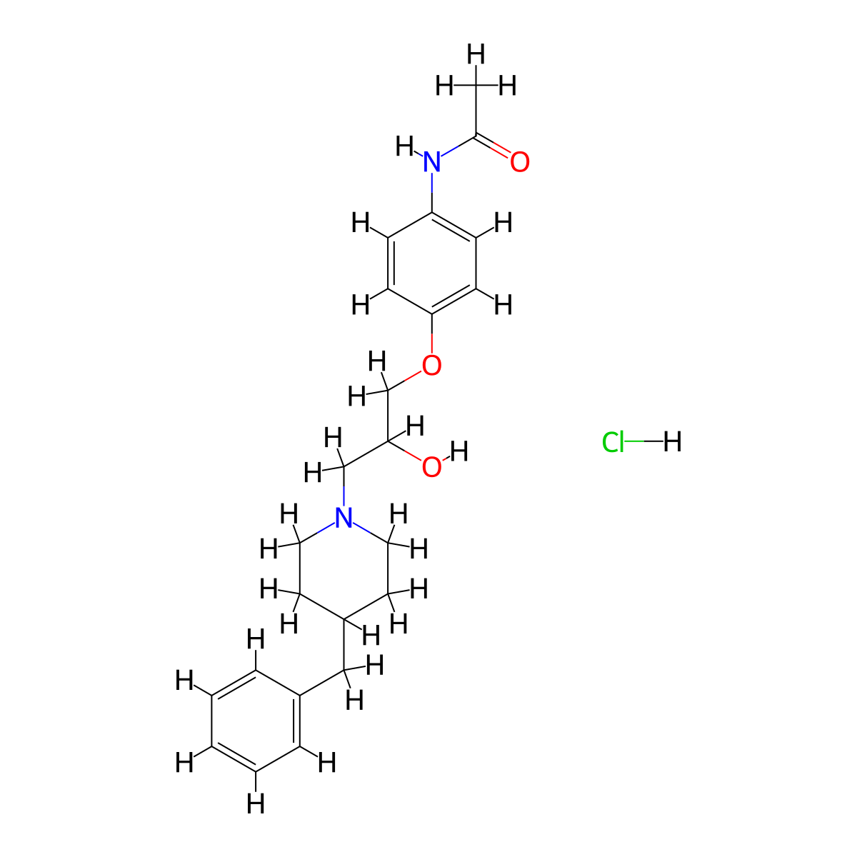 N-(4-(3-(4-benzylpiperidin-1-yl)-2-hydroxypropoxy)phenyl)acetamide hydrochloride molecular structure, CAS 1179496-02-6