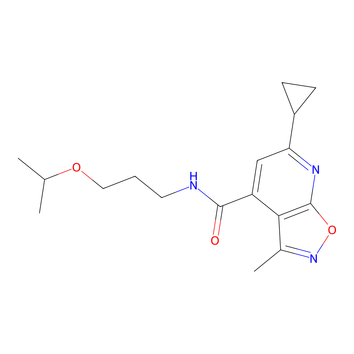 6-cyclopropyl-N-(3-isopropoxypropyl)-3-methylisoxazolo[5,4-b]pyridine-4-carboxamide molecular structure, CAS 1179496-07-1