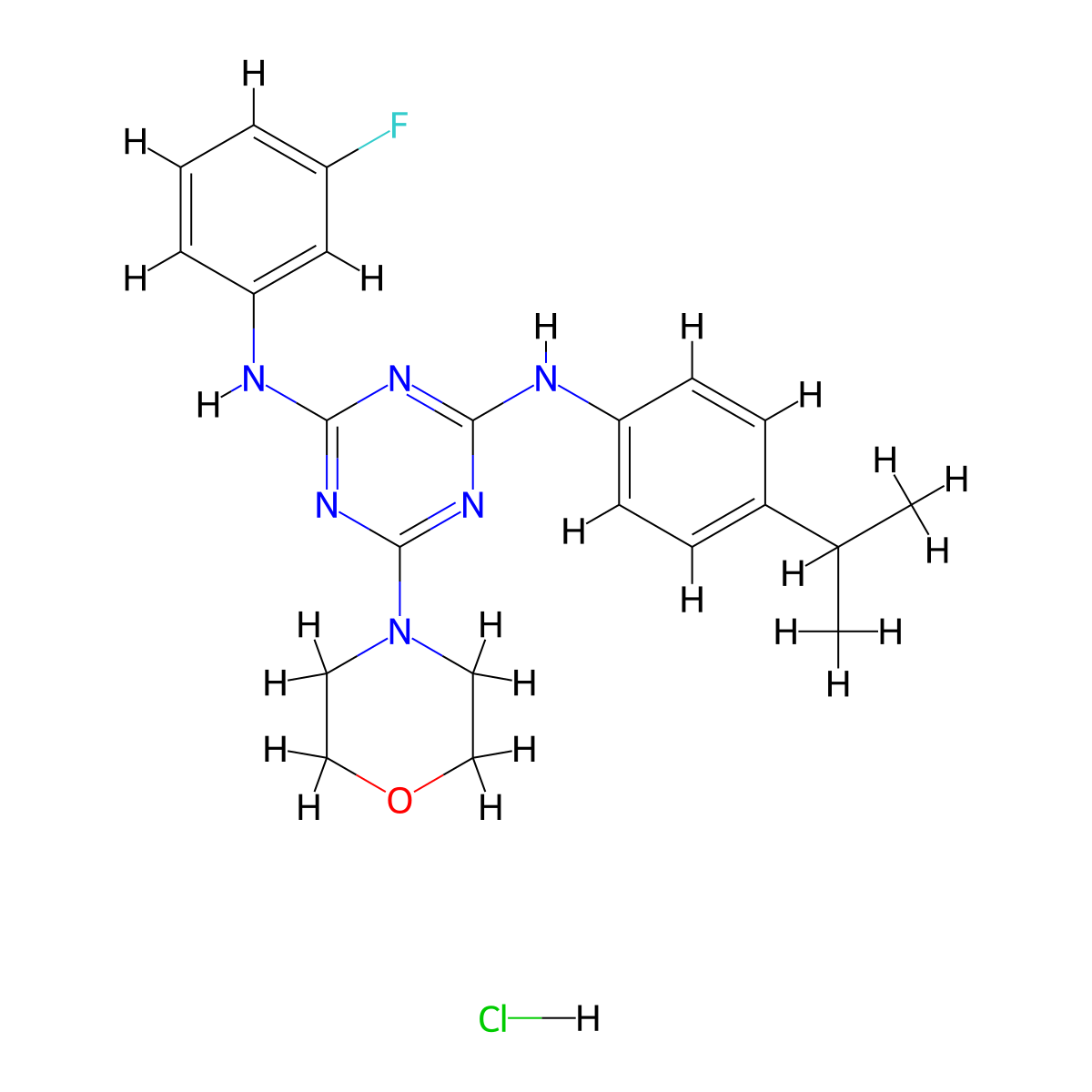 N2-(3-fluorophenyl)-N4-(4-isopropylphenyl)-6-morpholino-1,3,5-triazine-2,4-diamine hydrochloride molecular structure, CAS 1179496-11-7