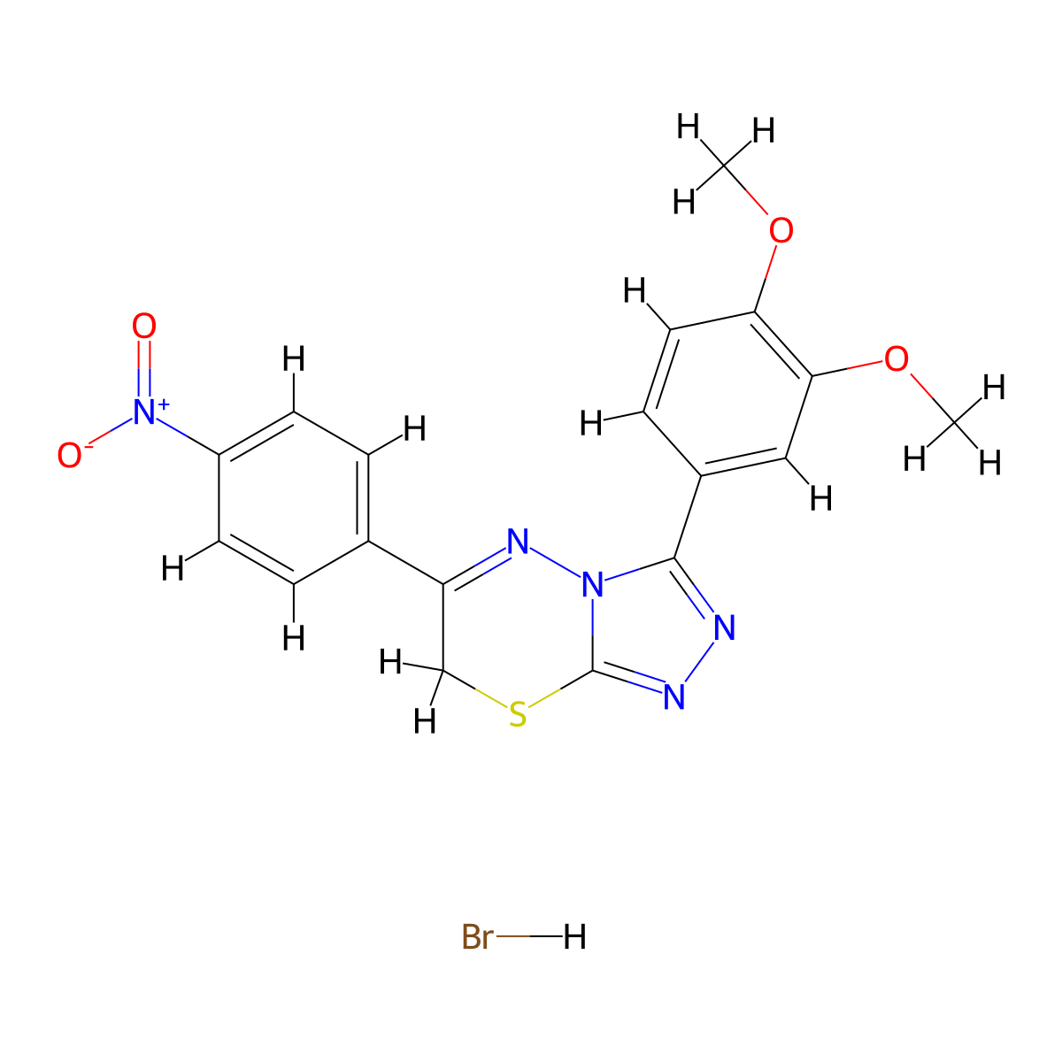 3-(3,4-dimethoxyphenyl)-6-(4-nitrophenyl)-7H-[1,2,4]triazolo[3,4-b][1,3,4]thiadiazine hydrobromide molecular structure, CAS 1179496-32-2