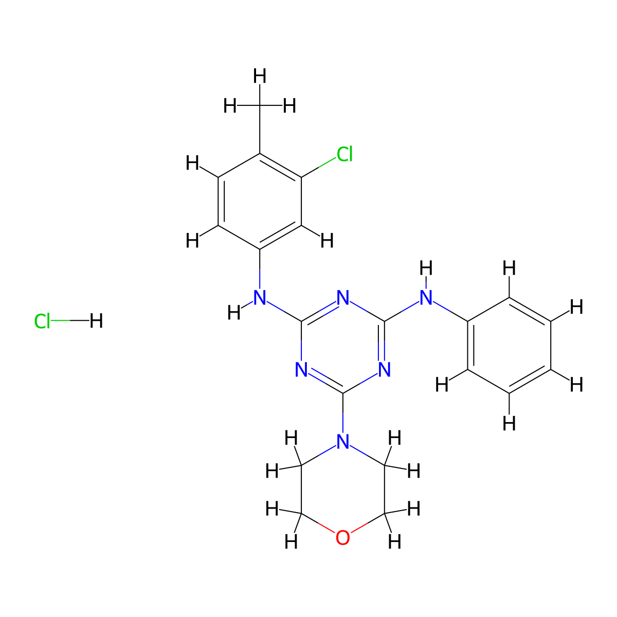N2-(3-chloro-4-methylphenyl)-6-morpholino-N4-phenyl-1,3,5-triazine-2,4-diamine hydrochloride molecular structure, CAS 1179497-21-2