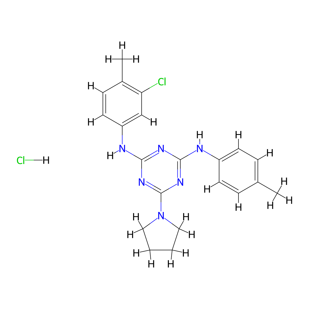 N2-(3-chloro-4-methylphenyl)-6-(pyrrolidin-1-yl)-N4-(p-tolyl)-1,3,5-triazine-2,4-diamine hydrochloride molecular structure, CAS 1179497-65-4